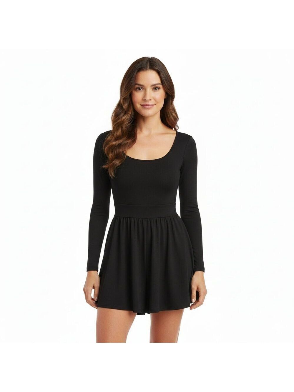 *Kali Fashion Black Long Sleeve Skater Dress Fit & Flare Mini XS NWT